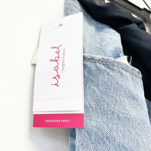 Ingrid & Isabel Over Belly Cropped Vintage High-Rise Straight Maternity Pants 16 - Picture 4 of 6